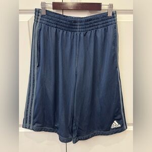 Adidas Basketball Shorts Navy Stripe Front Logo Pockets Drawstring Men M